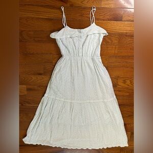 Lost + Wander Light Blue Eyelet Cottagecore Midi Dress Spaghetti Strap XS